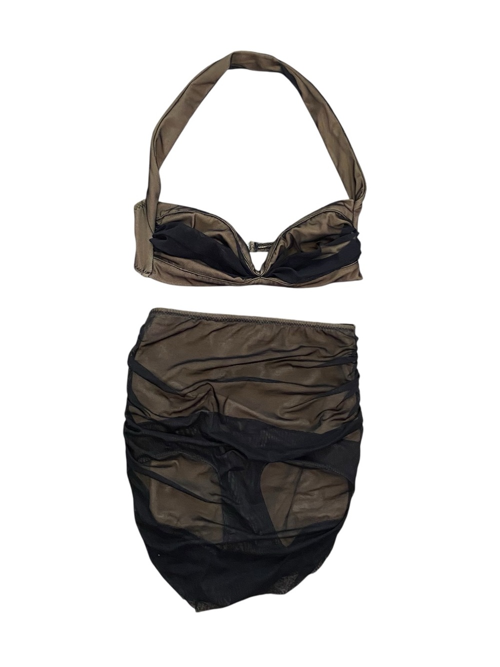 Norma Kamali Black Mesh Bill Halter Swim Top and Bottoms Size Medium - Picture 2 of 7